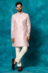VASTRAMAY Men's Purple Pastel Embroidered Sherwani Set